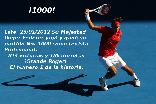 Federer venció a Del Potro en su partido No. 1000 como tenista profesional, Australia 2012